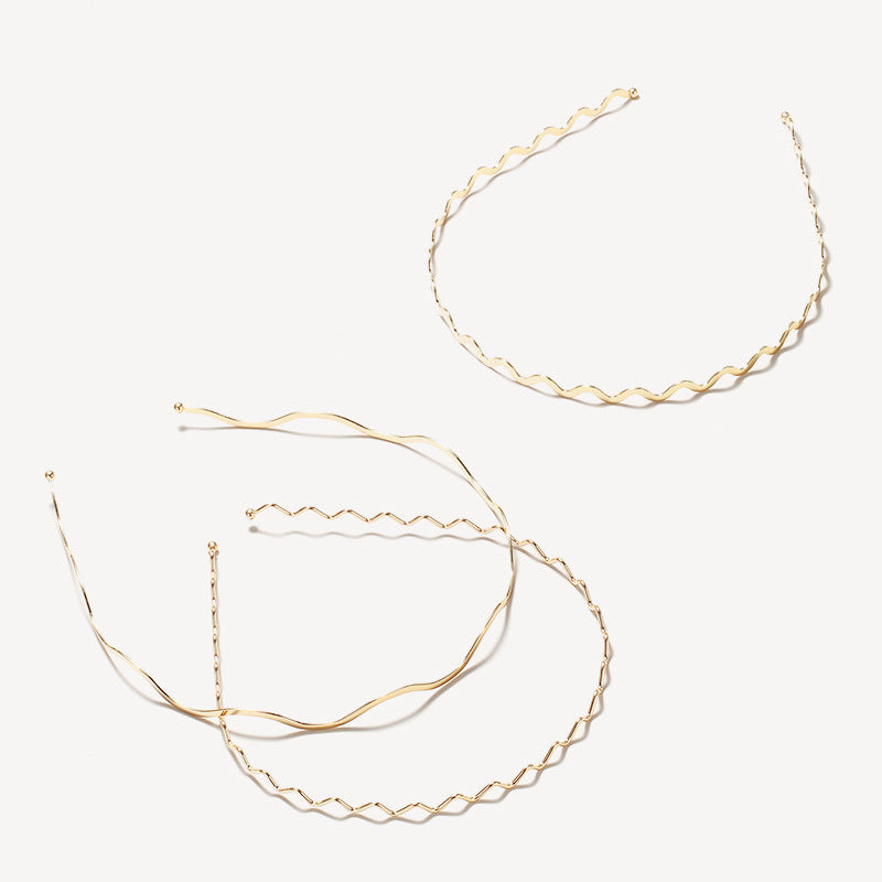 Wholesale Metal Wave Thin Hairband Gold Thin Style