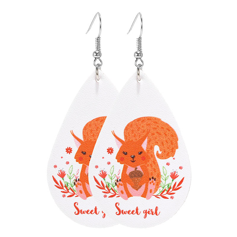 Wholesale Thanksgiving Pumpkin Turkey Festival Skin Maple Leaf PU Earrings