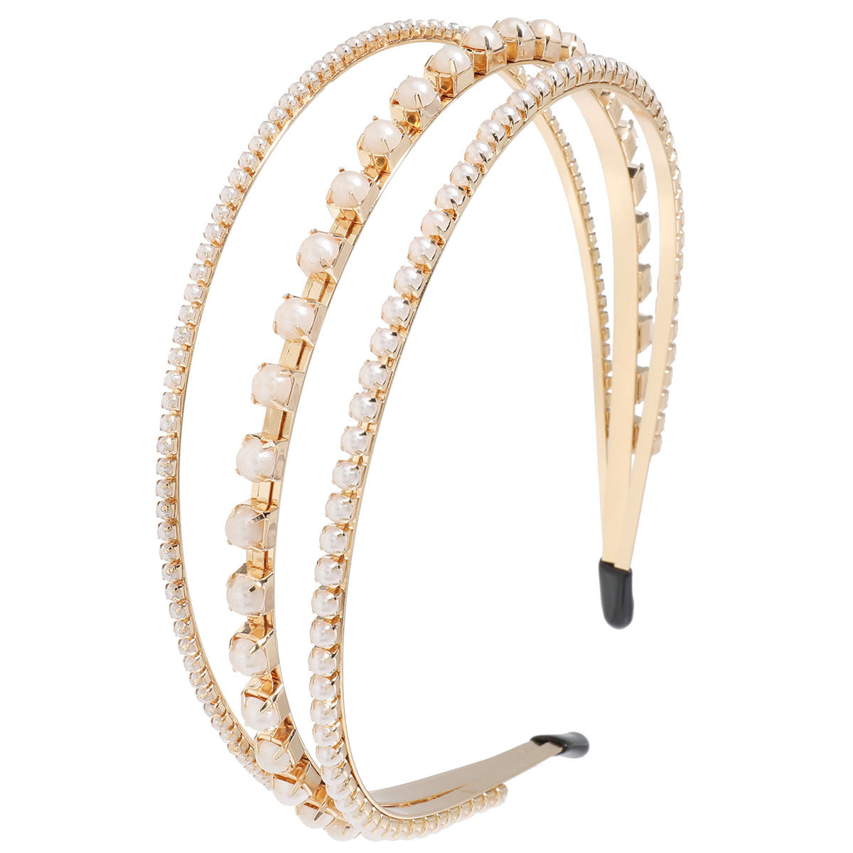 Wholesale Alloy Diamond and Pearl Three-layer Headband