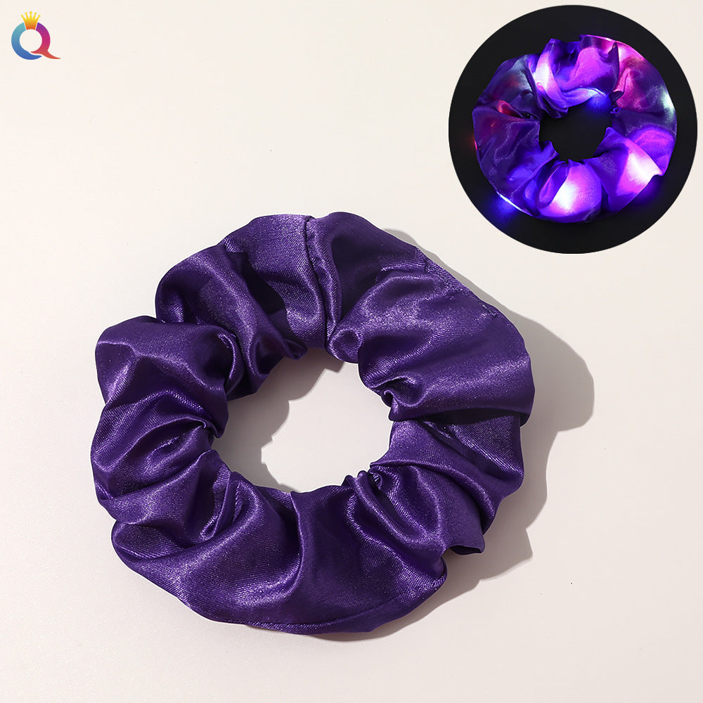 Wholesale LED large intestine hair ring shiny satin light-emitting hair rope