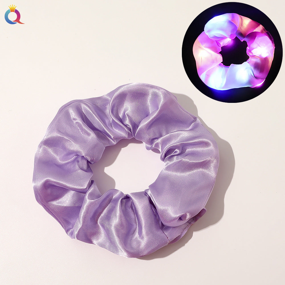 Wholesale LED large intestine hair ring shiny satin light-emitting hair rope