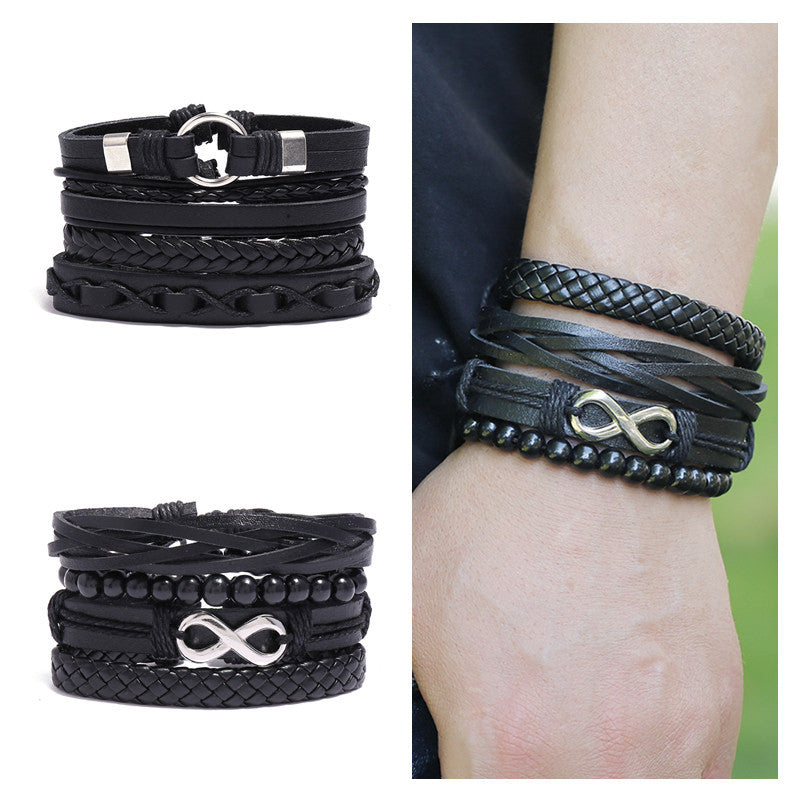 Wholesale DIY Hand Woven Men's Multi-layer Leather Bracelet