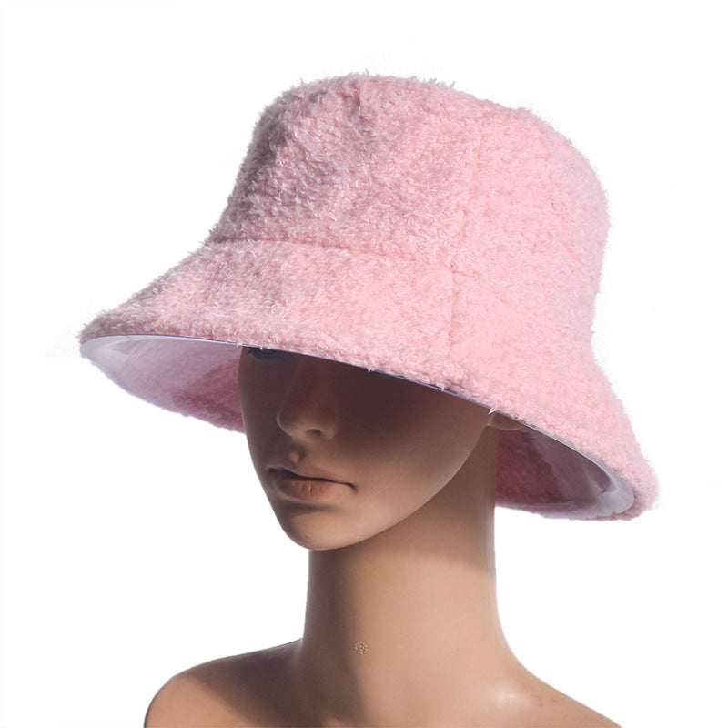 Wholesale Teddy Velvet Solid Color Warm Plush Bucket Hat