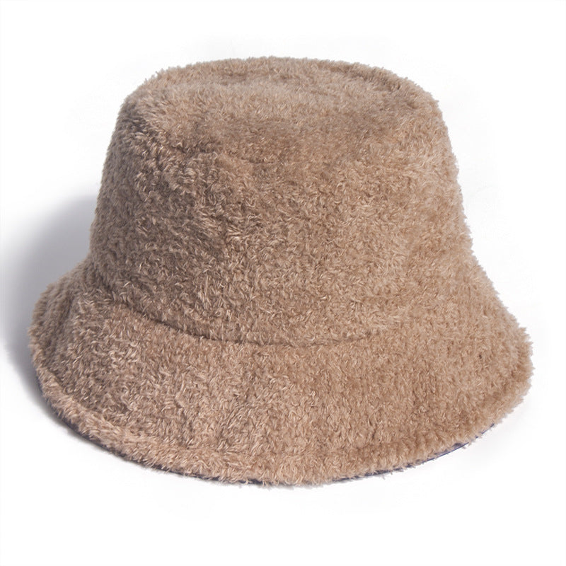 Wholesale Teddy Velvet Solid Color Warm Plush Bucket Hat