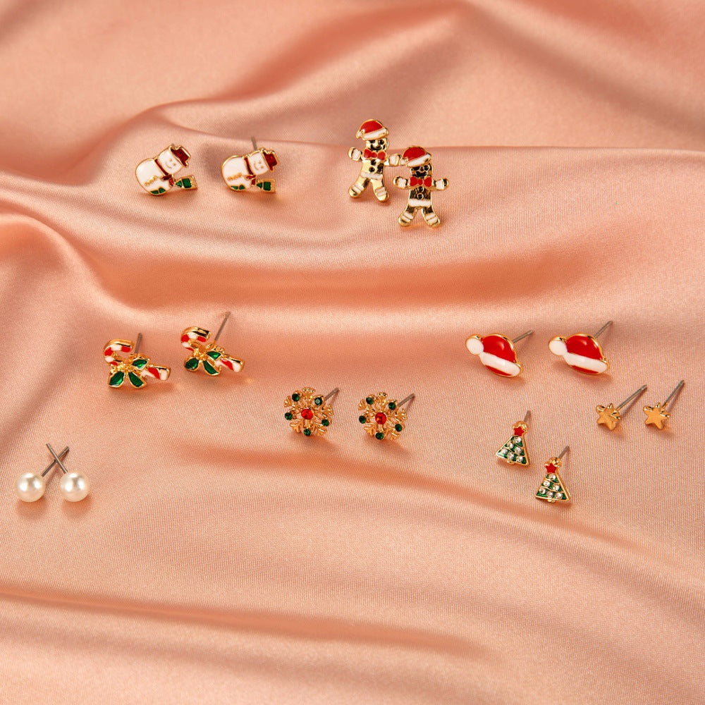 Wholesale Christmas Ideas Christmas Tree Simple Snowman Bell Stud Earrings