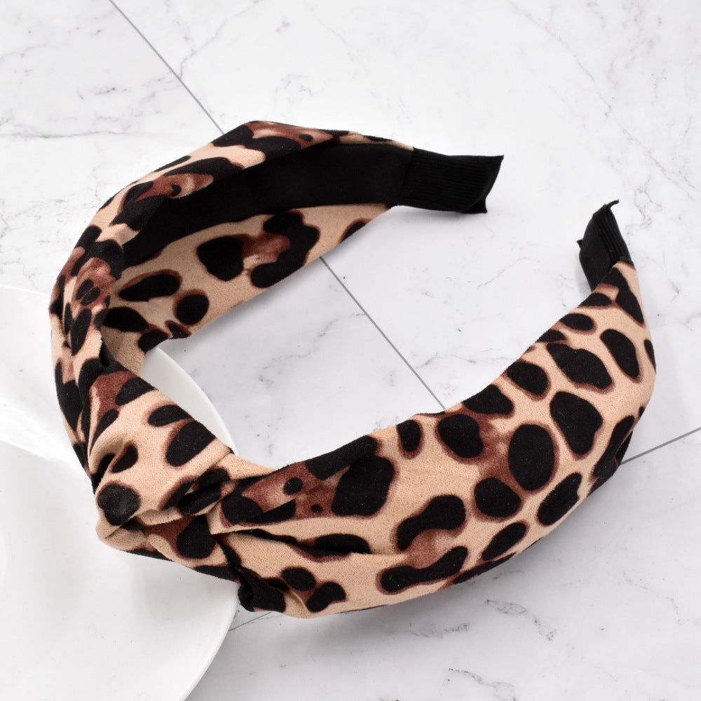 Wholesale Autumn and Winter New Leopard Print Wide Fabric Headband