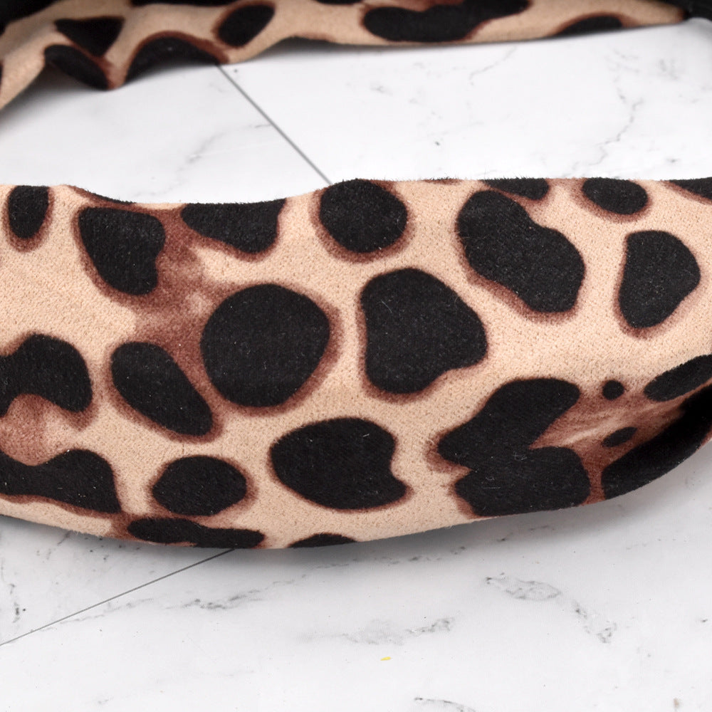 Wholesale Autumn and Winter New Leopard Print Wide Fabric Headband