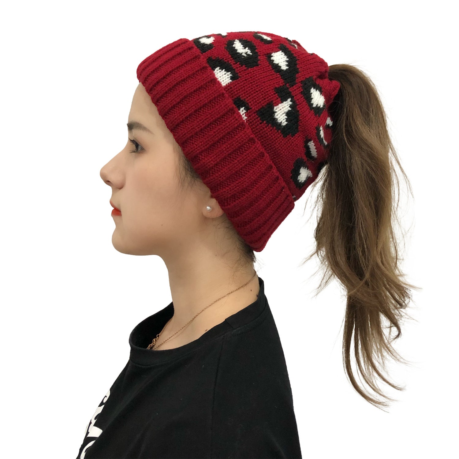 Wholesale Autumn and Winter Leopard Print Knitted Beanie