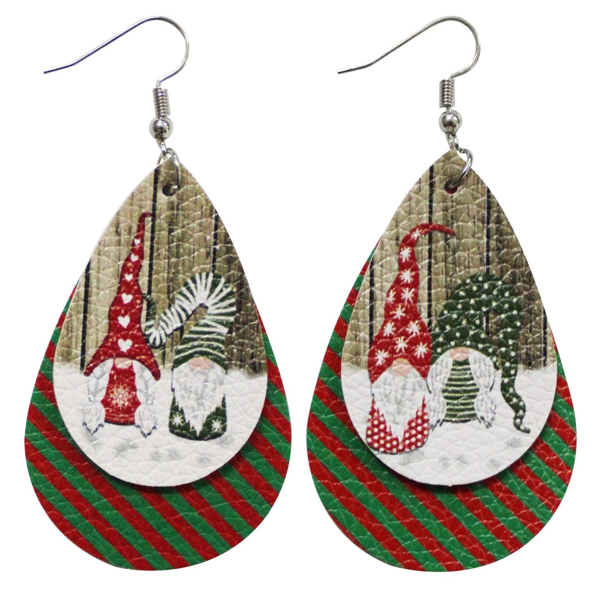 Wholesale Christmas Santa Claus Water Drop Leather Earrings