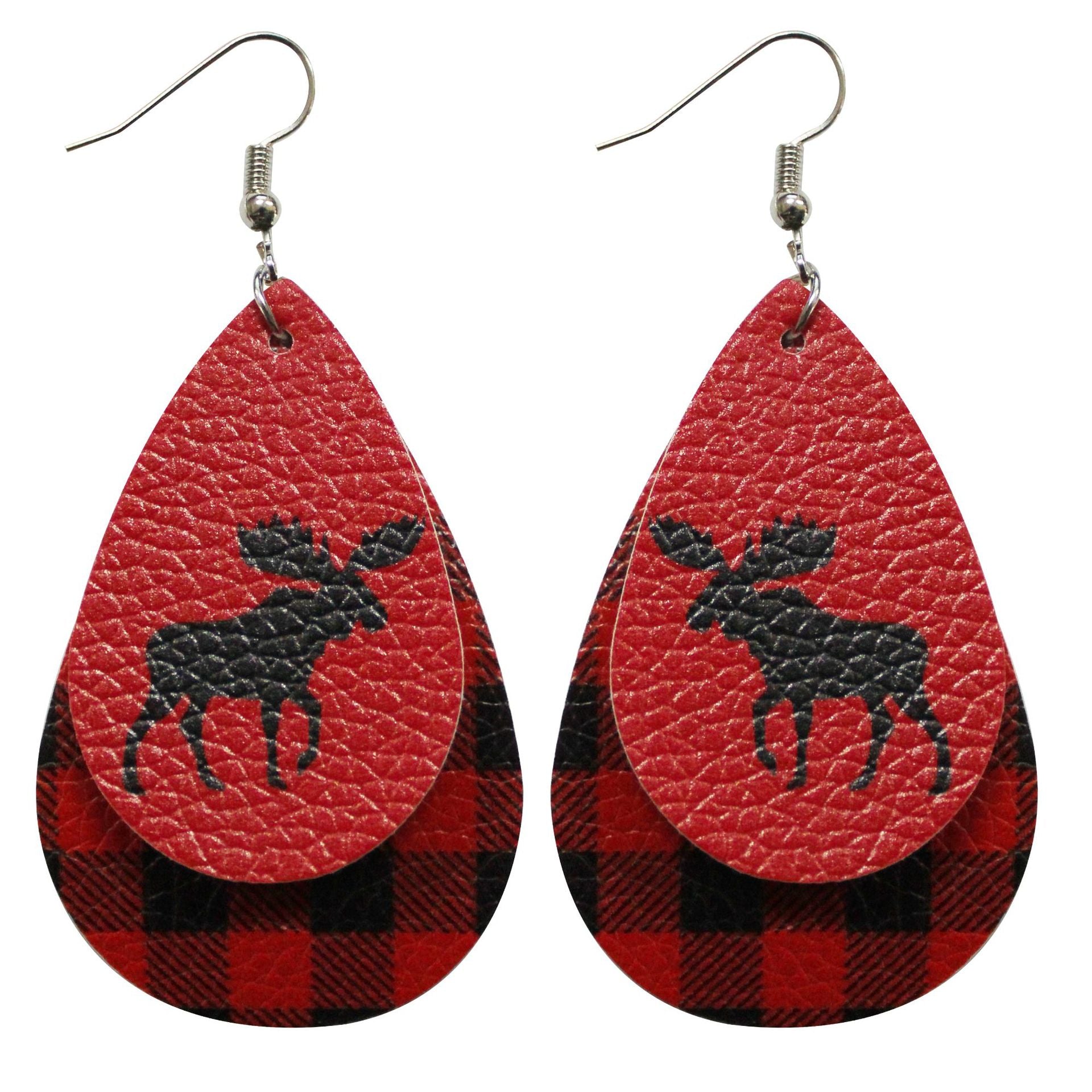Wholesale Christmas Santa Claus Water Drop Leather Earrings