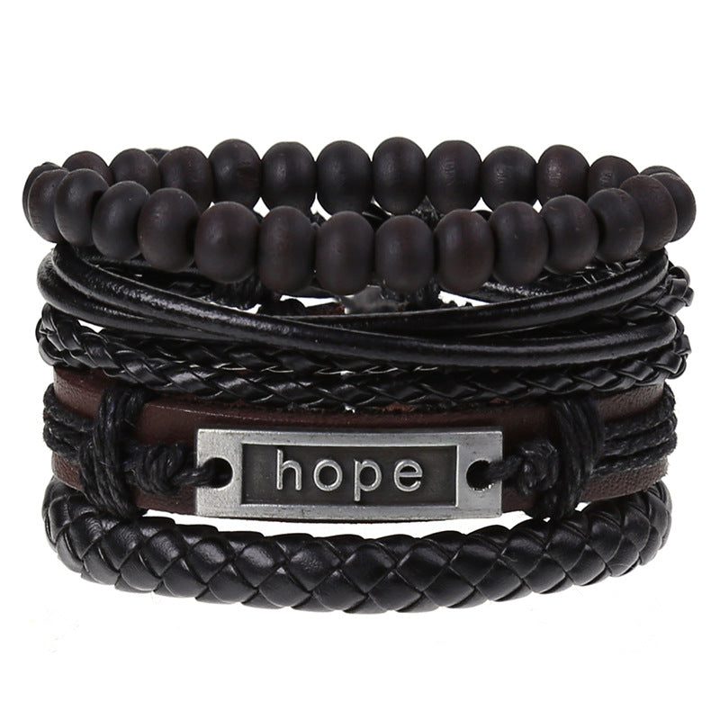 Wholesale DIY Hand Woven Men's Multi-layer Leather Bracelet