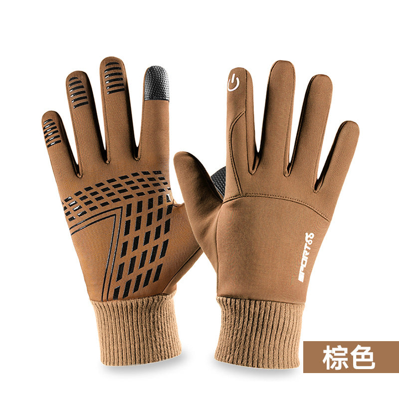Wholesale Outdoor Cycling Waterproof Men's Winter Warmth Plush Polyester Glove