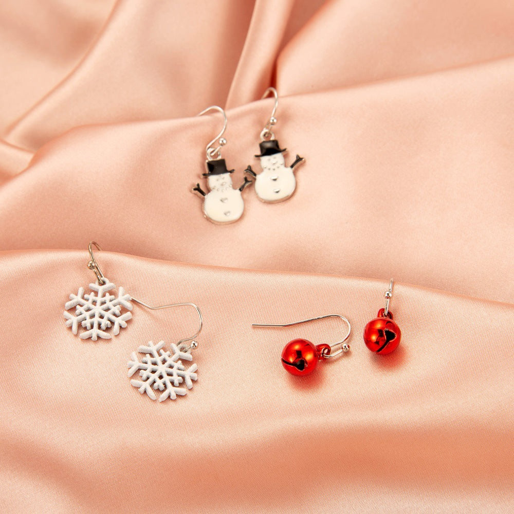 Wholesale Christmas Ideas Christmas Tree Simple Snowman Bell Stud Earrings