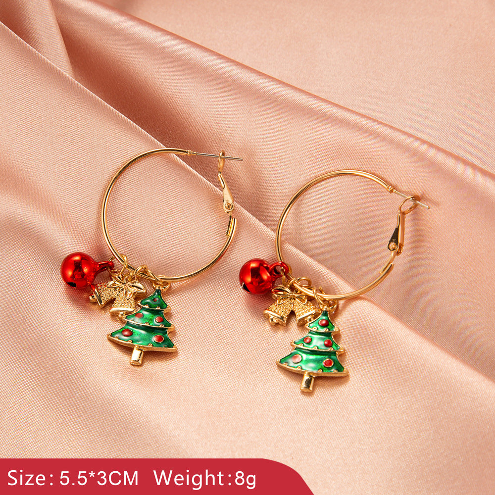Wholesale Christmas Ideas Christmas Tree Simple Snowman Bell Stud Earrings