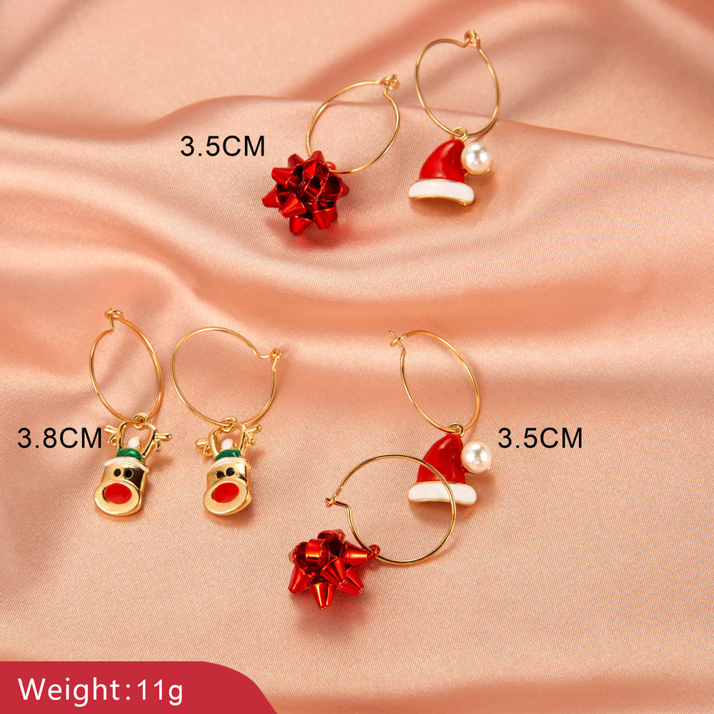 Wholesale Christmas Ideas Christmas Tree Simple Snowman Bell Stud Earrings