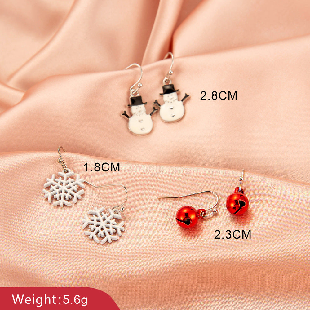Wholesale Christmas Ideas Christmas Tree Simple Snowman Bell Stud Earrings