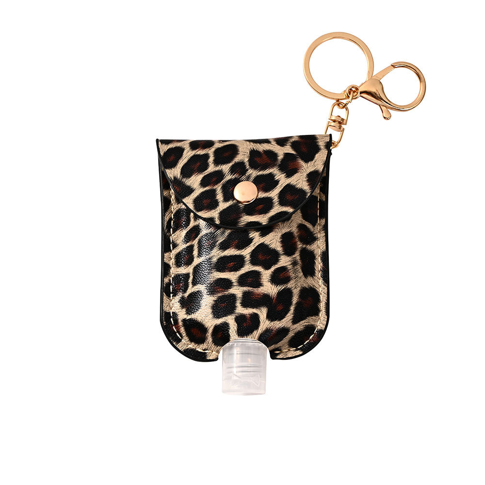 Wholesale Hand Sanitizer Bottle Leather Case Leopard Print Leather Case Keychain