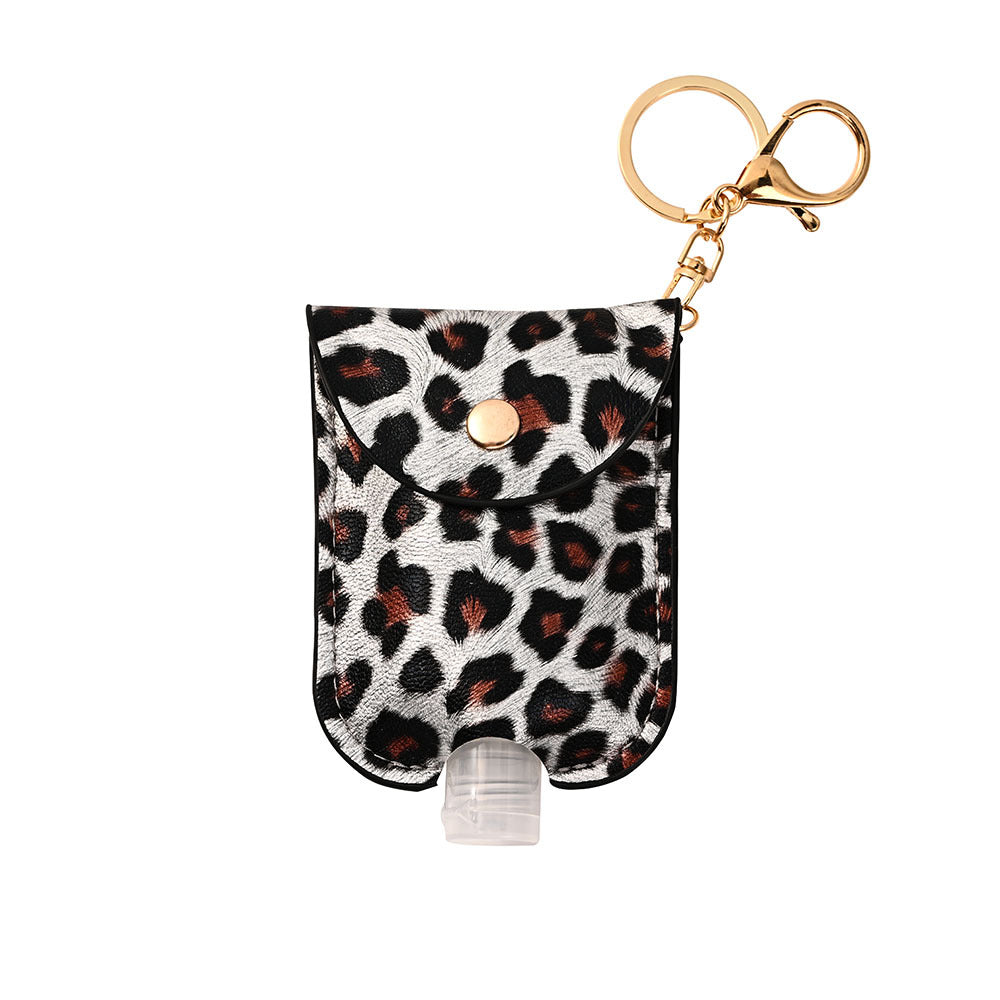 Wholesale Hand Sanitizer Bottle Leather Case Leopard Print Leather Case Keychain