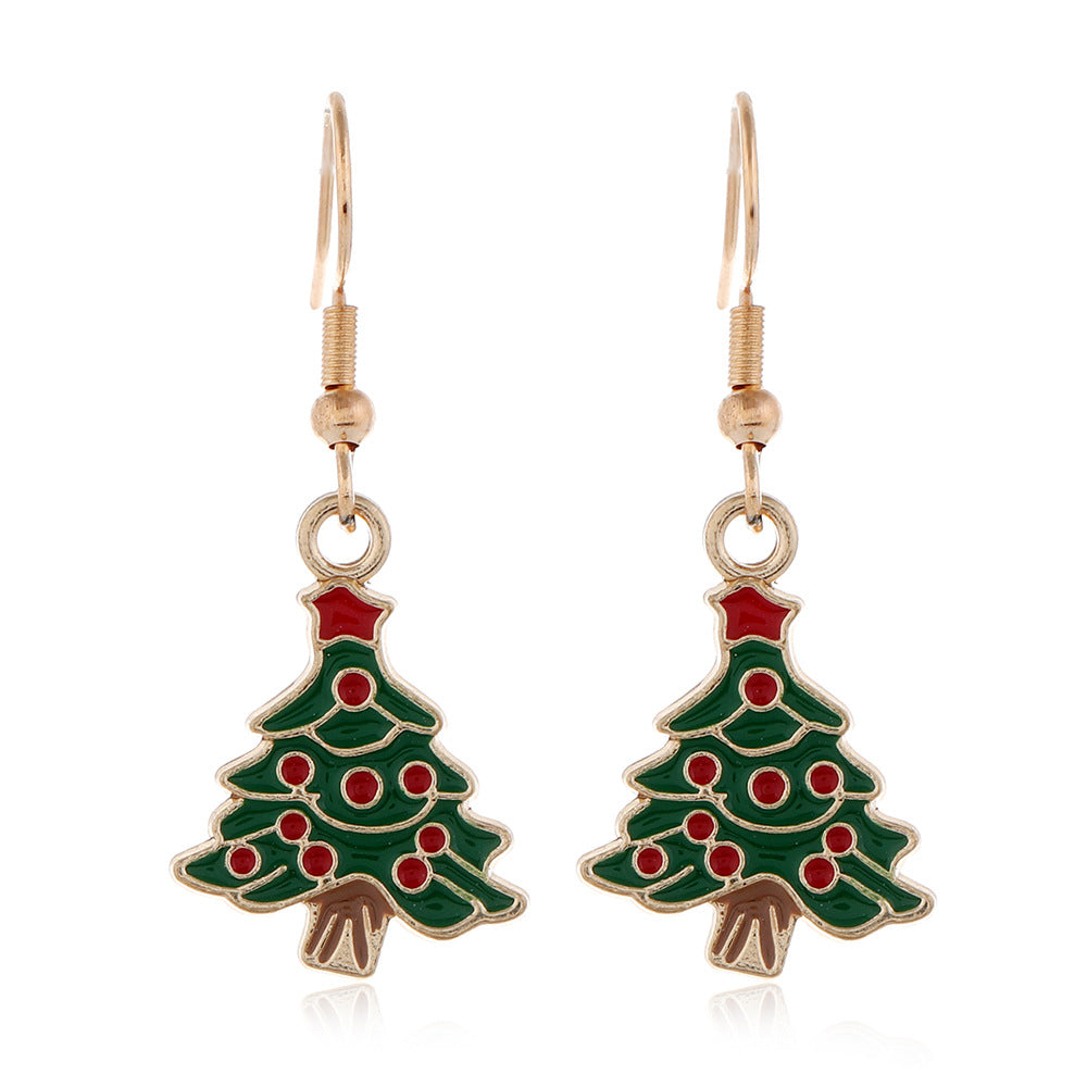 Wholesale Christmas Snowflake Christmas Tree Alloy Earrings