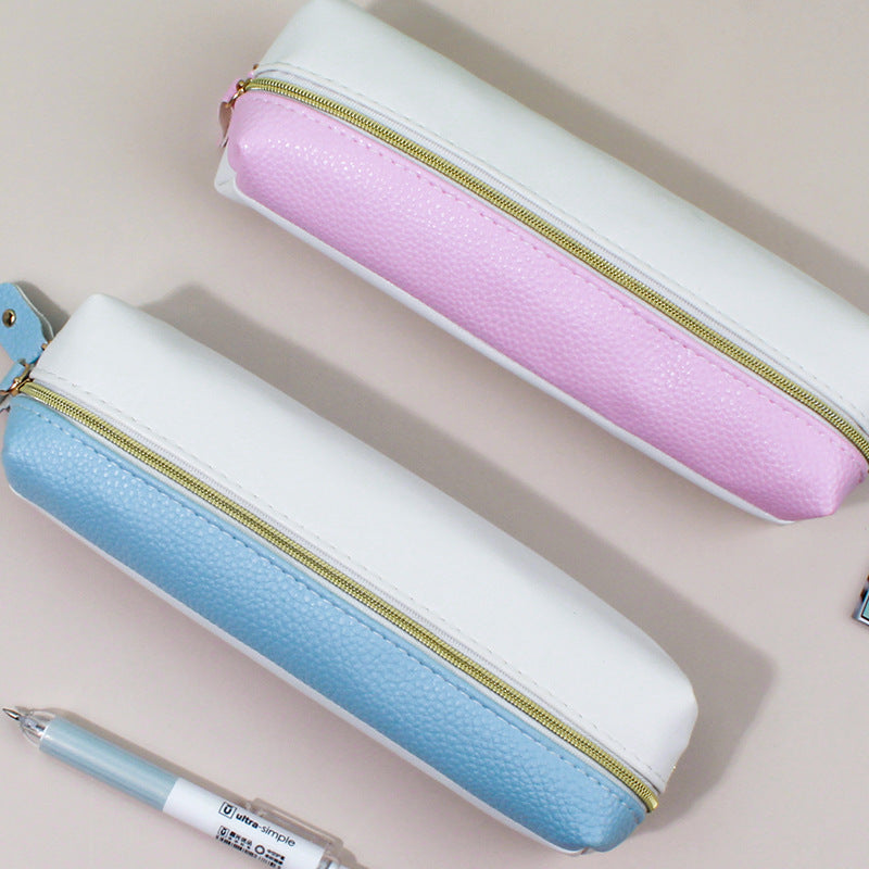 Wholesale PU Creative Double Zipper Pen Bags