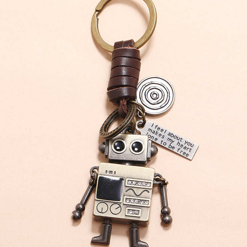 Wholesale Retro Woven Robot Alloy Keychain with Movable Hands and Feet
