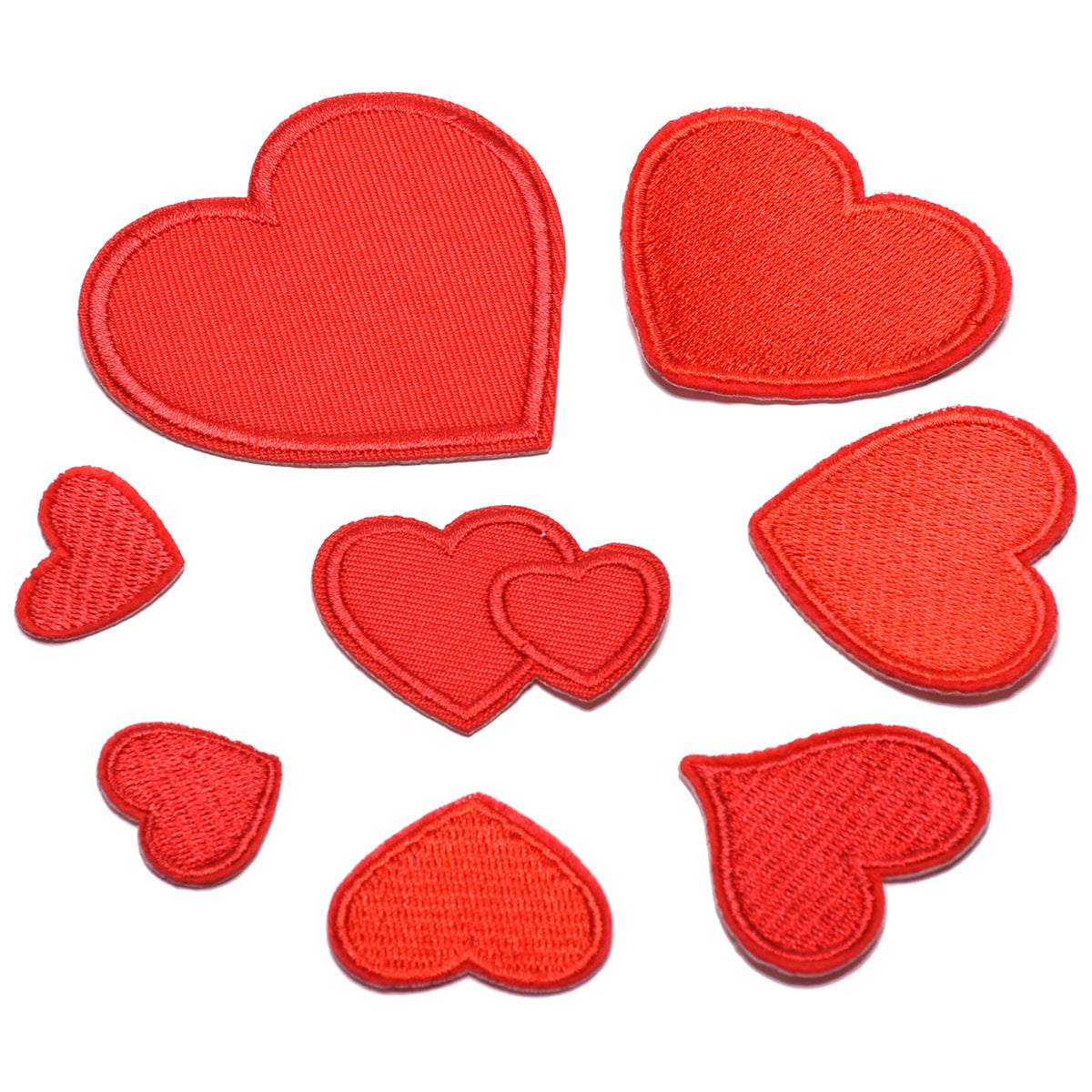 Wholesale Adhesive Backed Embroidered Patch Red Double Heart Design Cute Clothing DIY Accessory