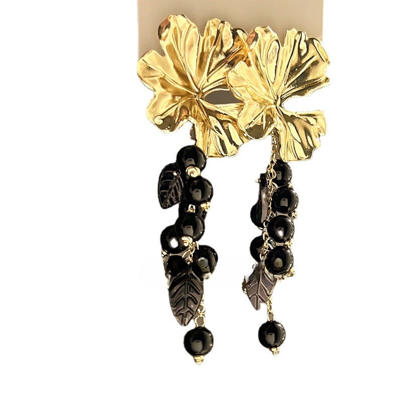 Wholesale Vintage Flower Beaded Tassel Alloy Earrings