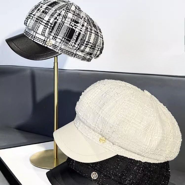 Wholesale octagonal hat Korean version all-match British retro plaid beret
