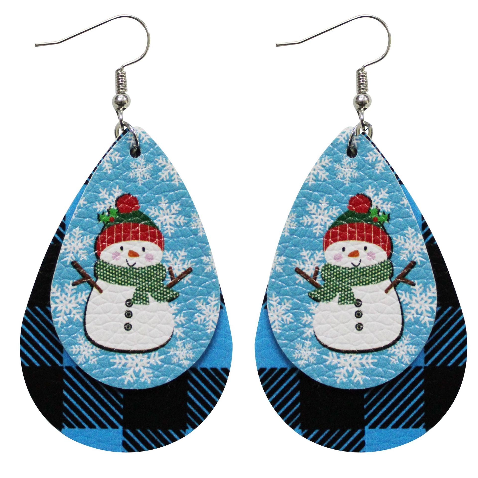 Wholesale Christmas Santa Claus Water Drop Leather Earrings