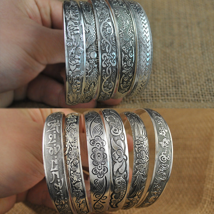 Wholesale Vintage Carved Opening Ethnic Style Bracelets