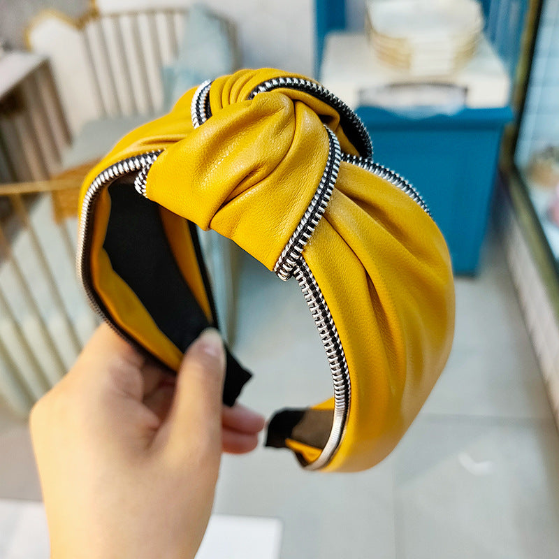 Wholesale Pu Leather Wide Edge Knotted Headband