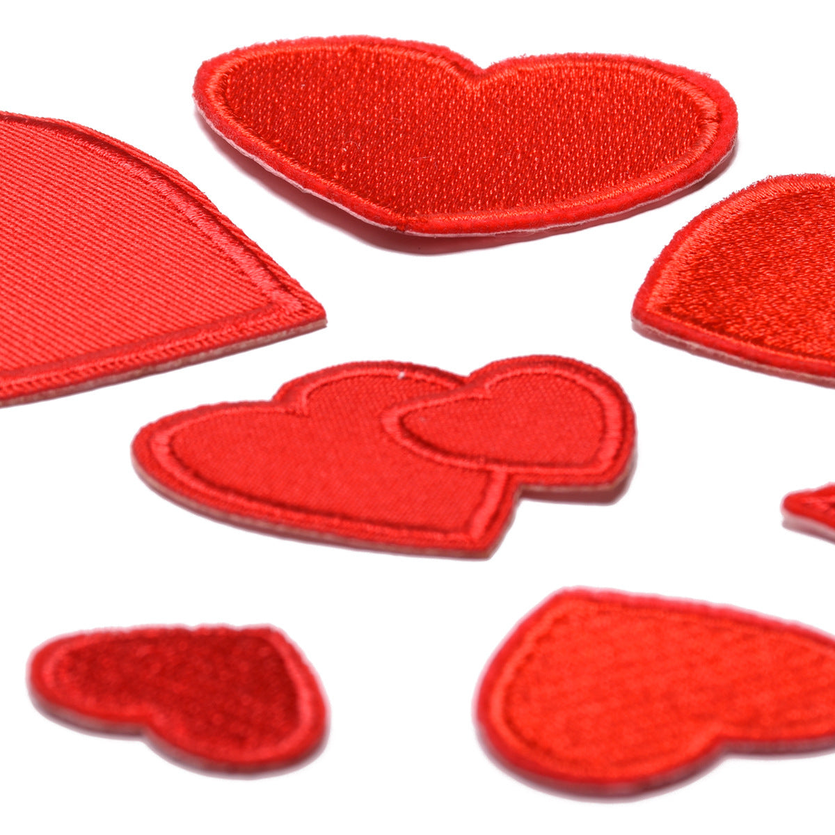 Wholesale Adhesive Backed Embroidered Patch Red Double Heart Design Cute Clothing DIY Accessory