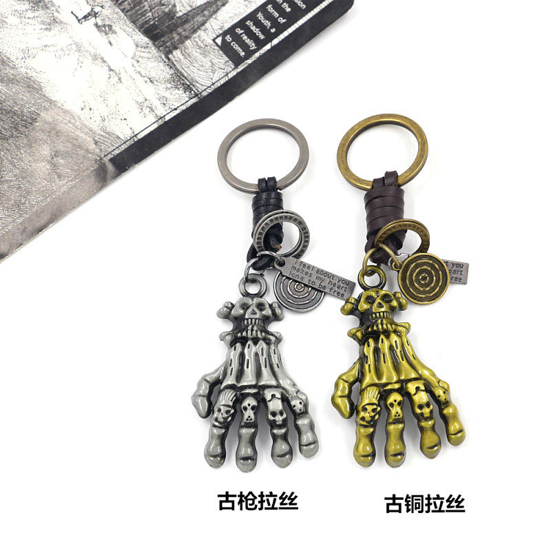 Wholesale Halloween Alloy Ghost Hand Skull Keychain