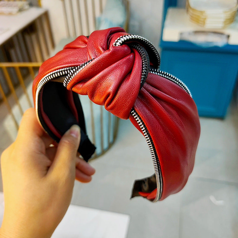 Wholesale Pu Leather Wide Edge Knotted Headband