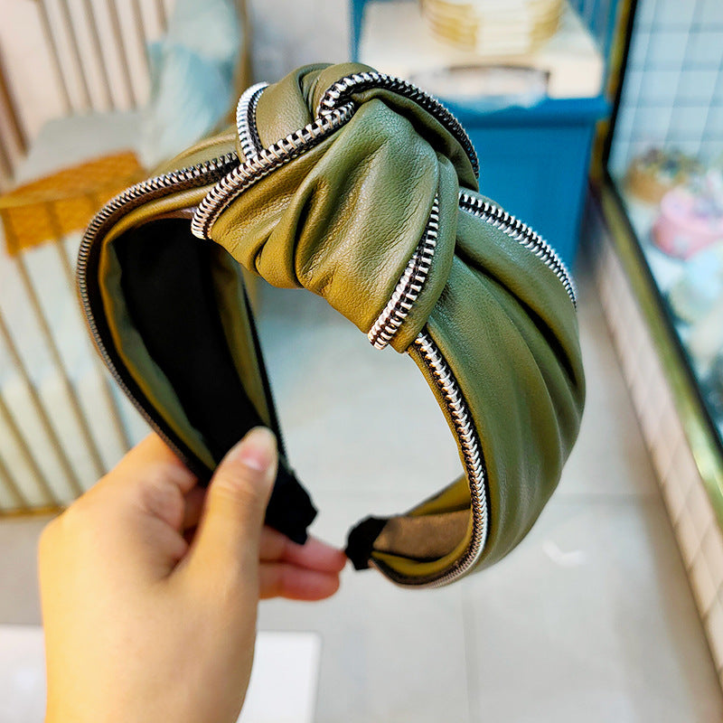 Wholesale Pu Leather Wide Edge Knotted Headband