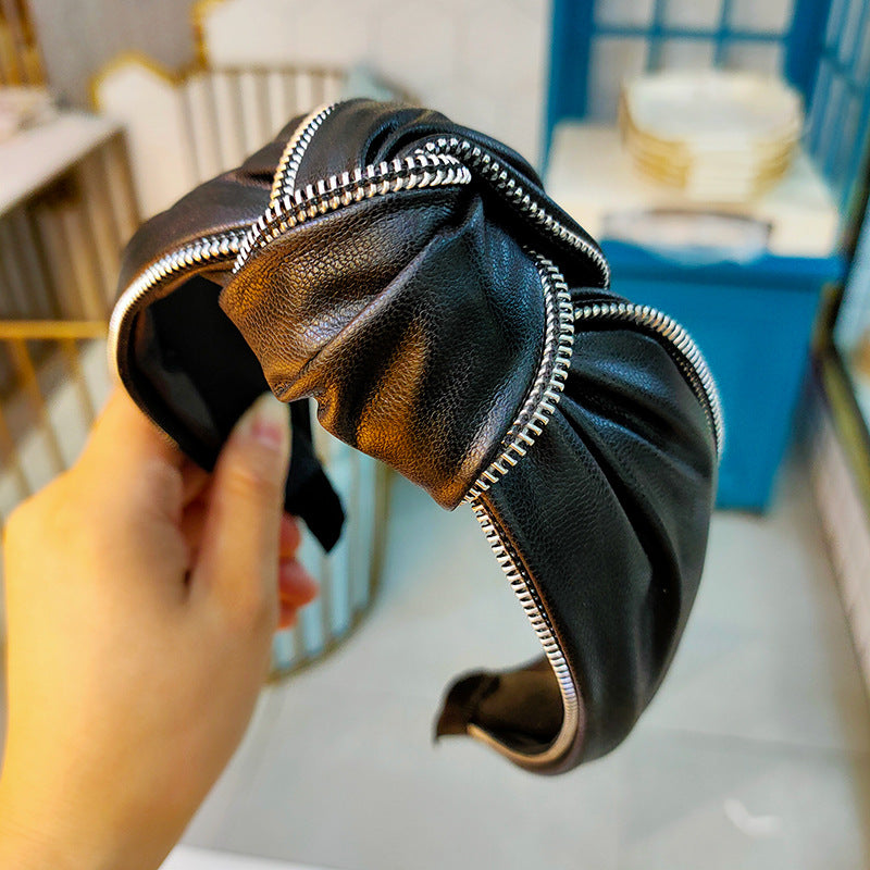 Wholesale Pu Leather Wide Edge Knotted Headband