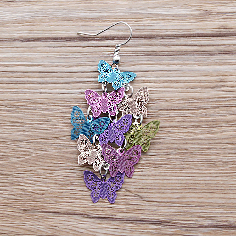Wholesale Fashionable Temperament Butterfly Colorful Small Nine Pieces of Earrings