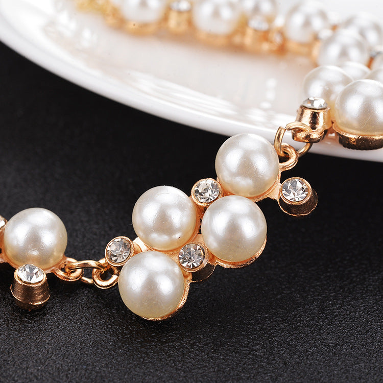 Wholesale Water Diamond Pearl Alloy Bracelet