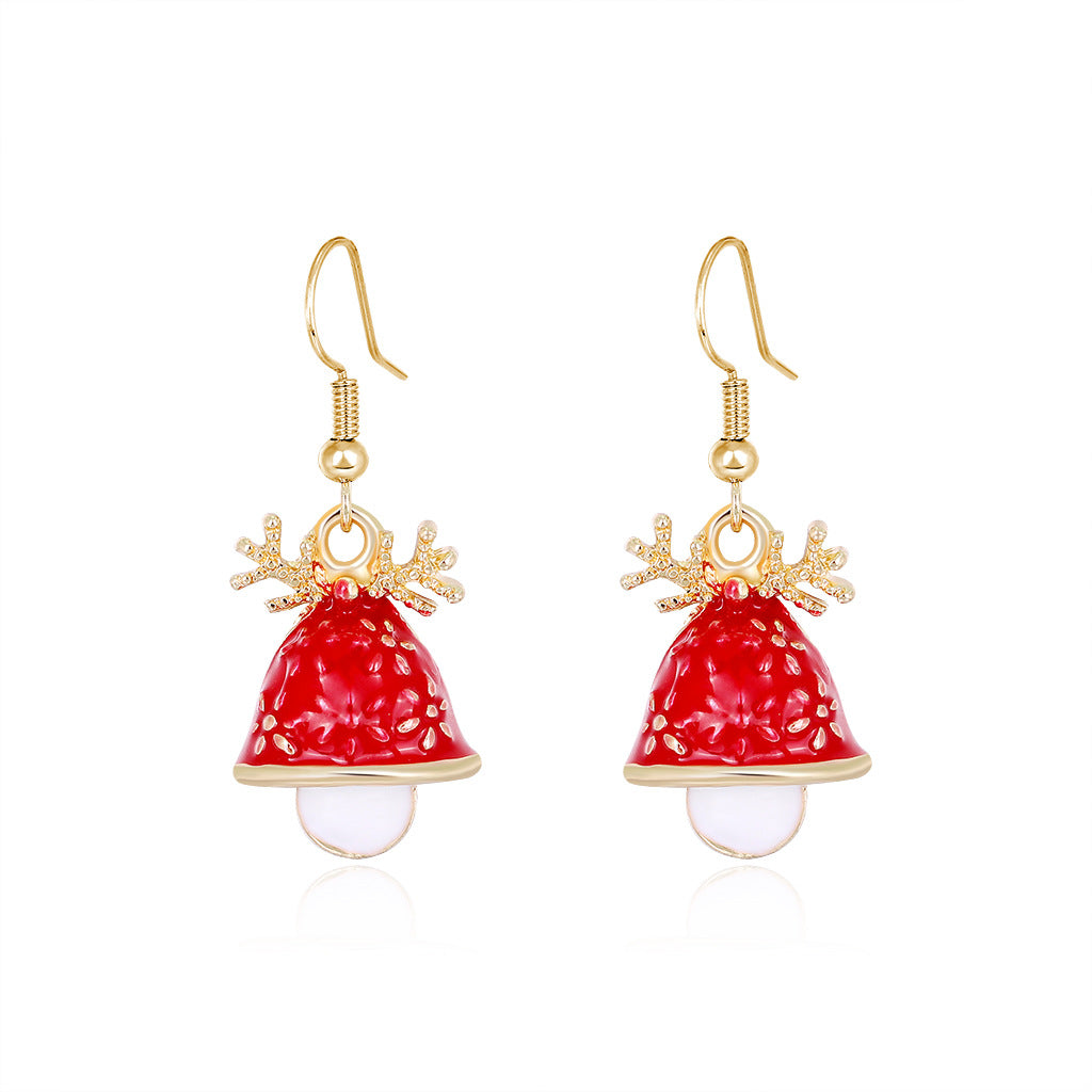 Wholesale Christmas Oil Drop Diamond Santa Claus Christmas Tree Alloy Earrings