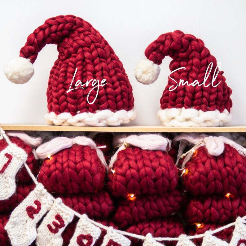Wholesale Extra Thick Wool Christmas Hats Hand Knitted Santa Hats Parent-child Hats