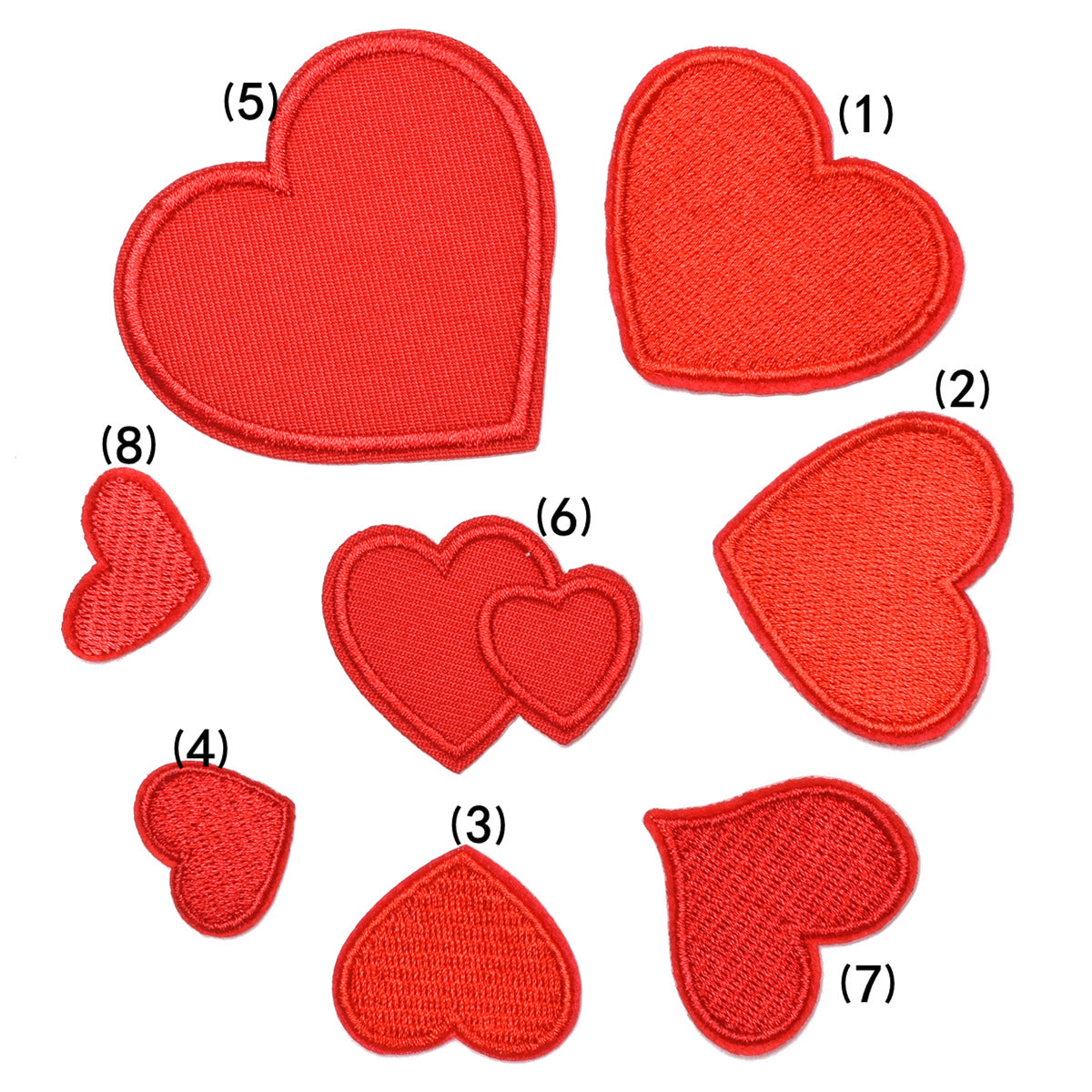 Wholesale Adhesive Backed Embroidered Patch Red Double Heart Design Cute Clothing DIY Accessory