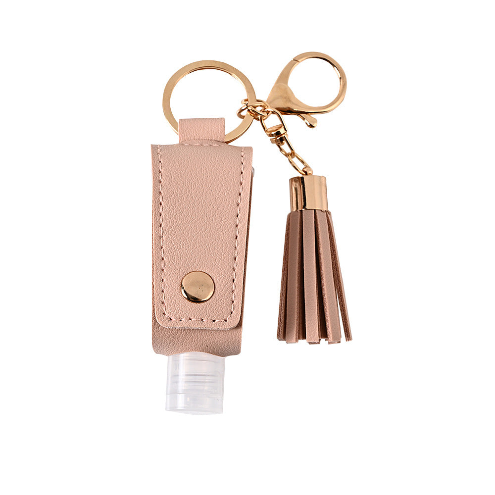 Wholesale Tassel Hand Sanitizer Leather Case  Portable Disinfectant PU Leather Case  Keychains