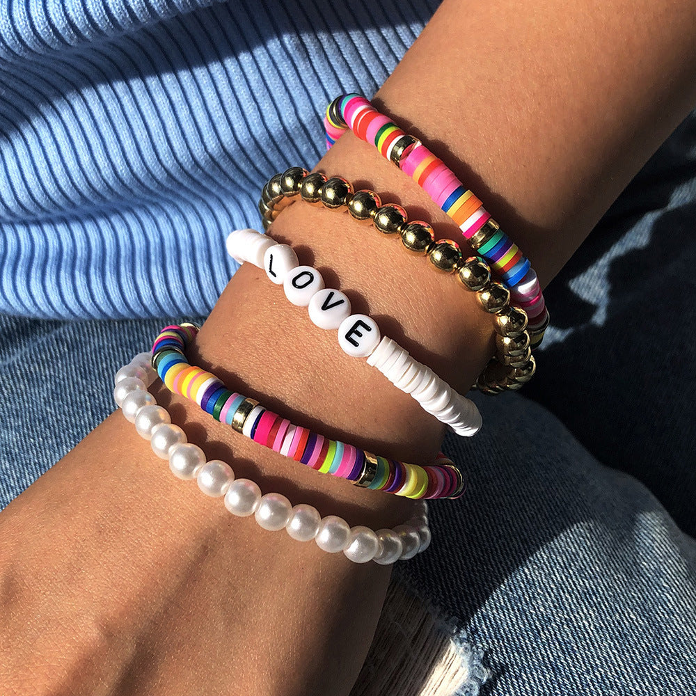 Wholesale Hand Woven Beaded Colorful Resin Bracelet