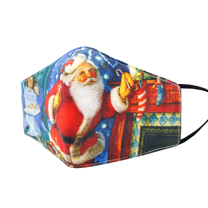 Wholesale Christmas 3D Printed Winter Dustproof Breathable Washable Cotton Mask