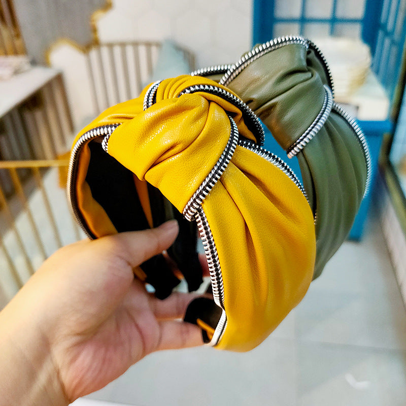 Wholesale Pu Leather Wide Edge Knotted Headband