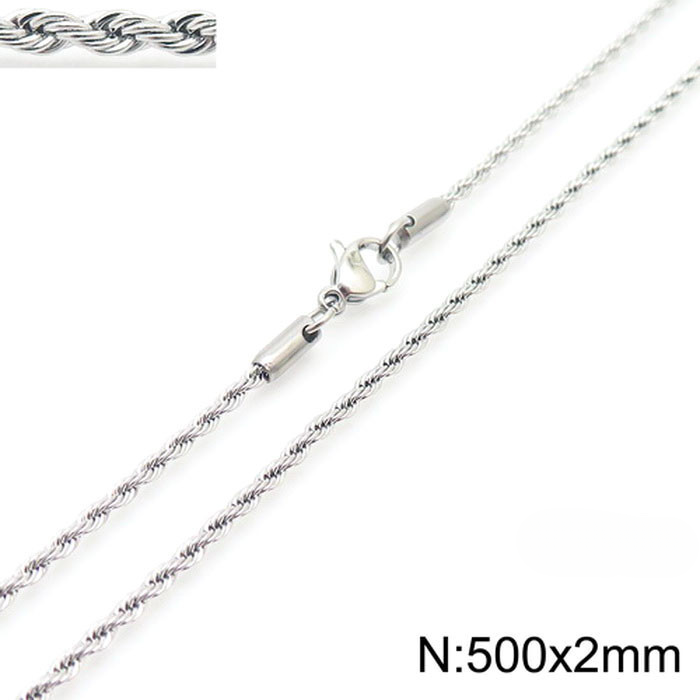 Wholesale Thick and Thin Steel Color Men and Women Titanium Steel Twist Chain Necklaces