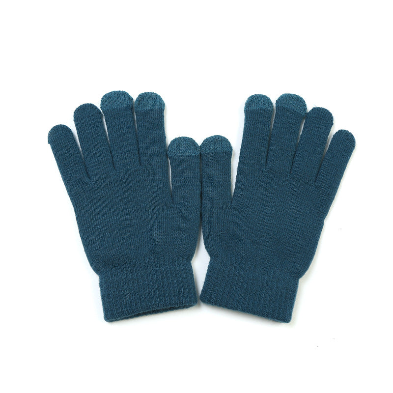 Wholesale Winter Solid Colors Acrylic Velvet Thickened Touch Screen Gloves