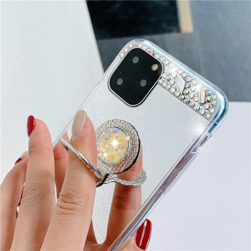 Wholesale TPU Colored Diamond Electroplated Mirror Gemstone Stand Phone Cases