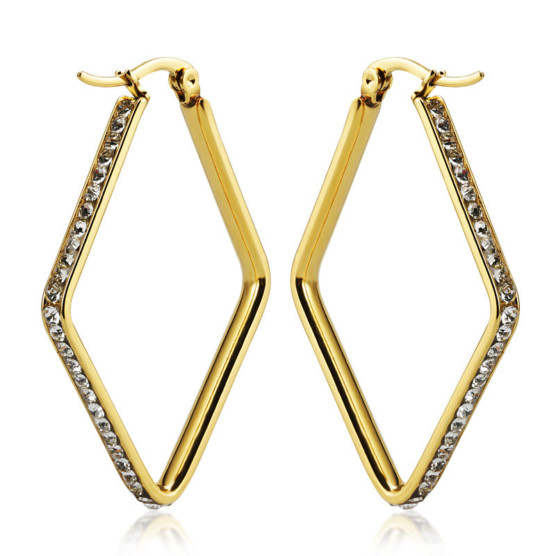 Wholesale titanium steel rhombus earrings