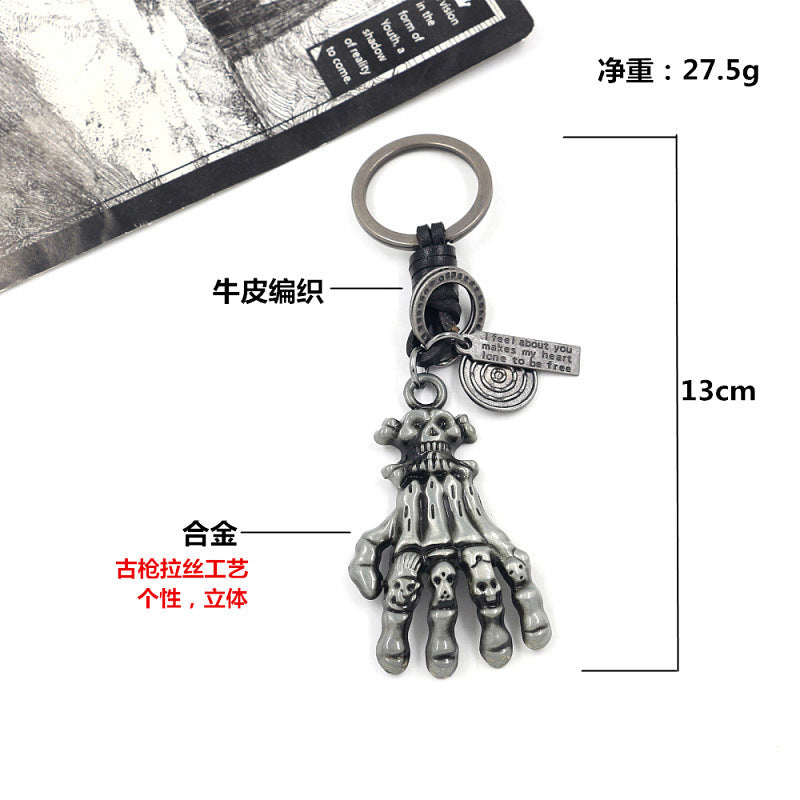 Wholesale Halloween Alloy Ghost Hand Skull Keychain
